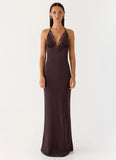 Indya Halter Maxi Dress Chocolate
