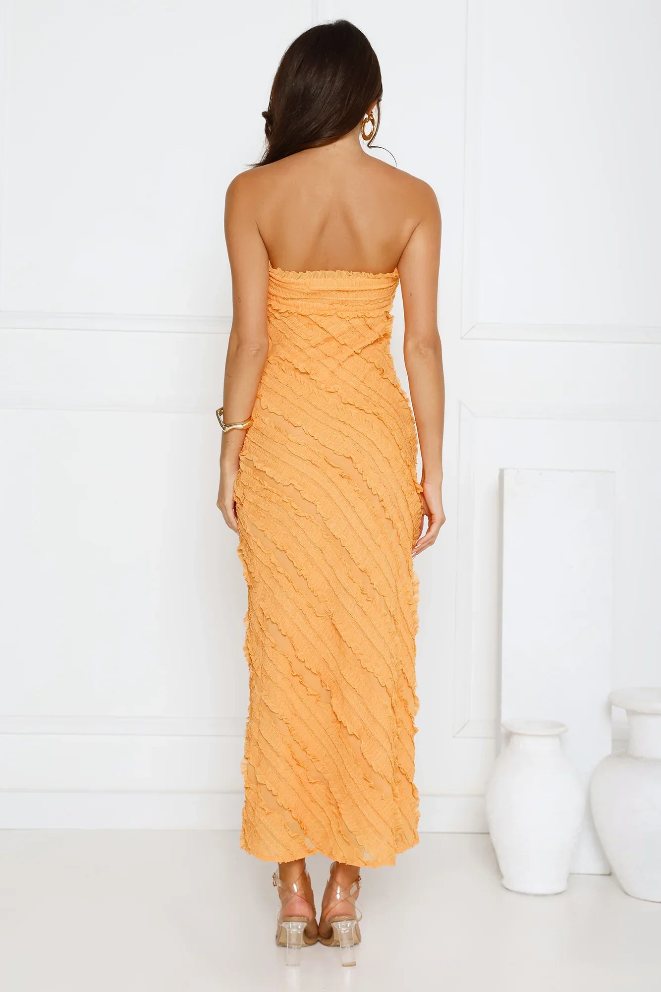 Daydream Delight Strapless Maxi Dress Orange