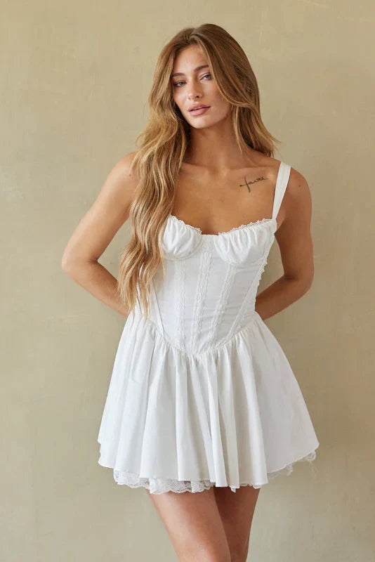 Belle Lace Trim Corset Mini Dress