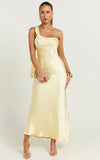 Calix Midi Dress One Shoulder Slip Dress in Butter