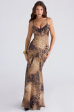 leopard print georgette panelled maxi dress limited edition