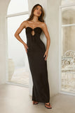 Dream In Style Strapless Satin Maxi Dress Black
