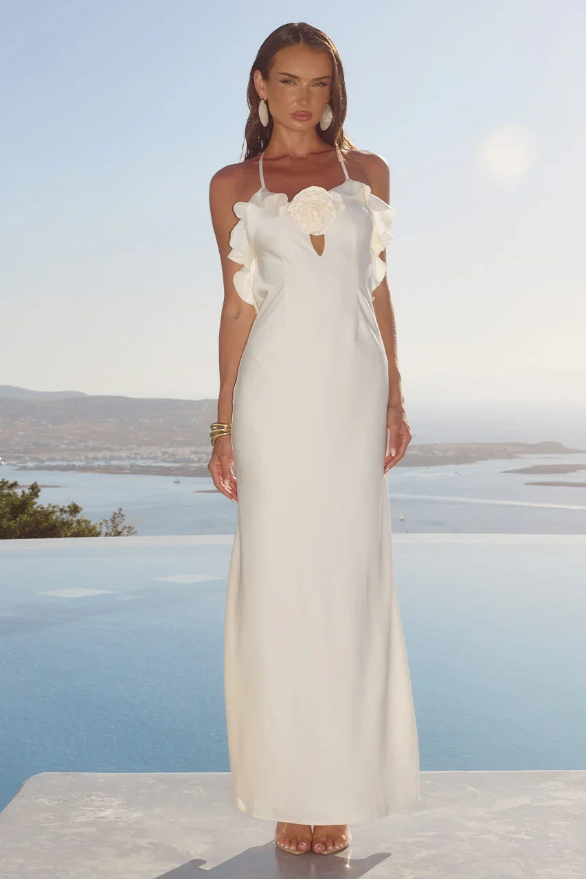 AVALEE FRILL TRIM MAXI DRESS IVORY