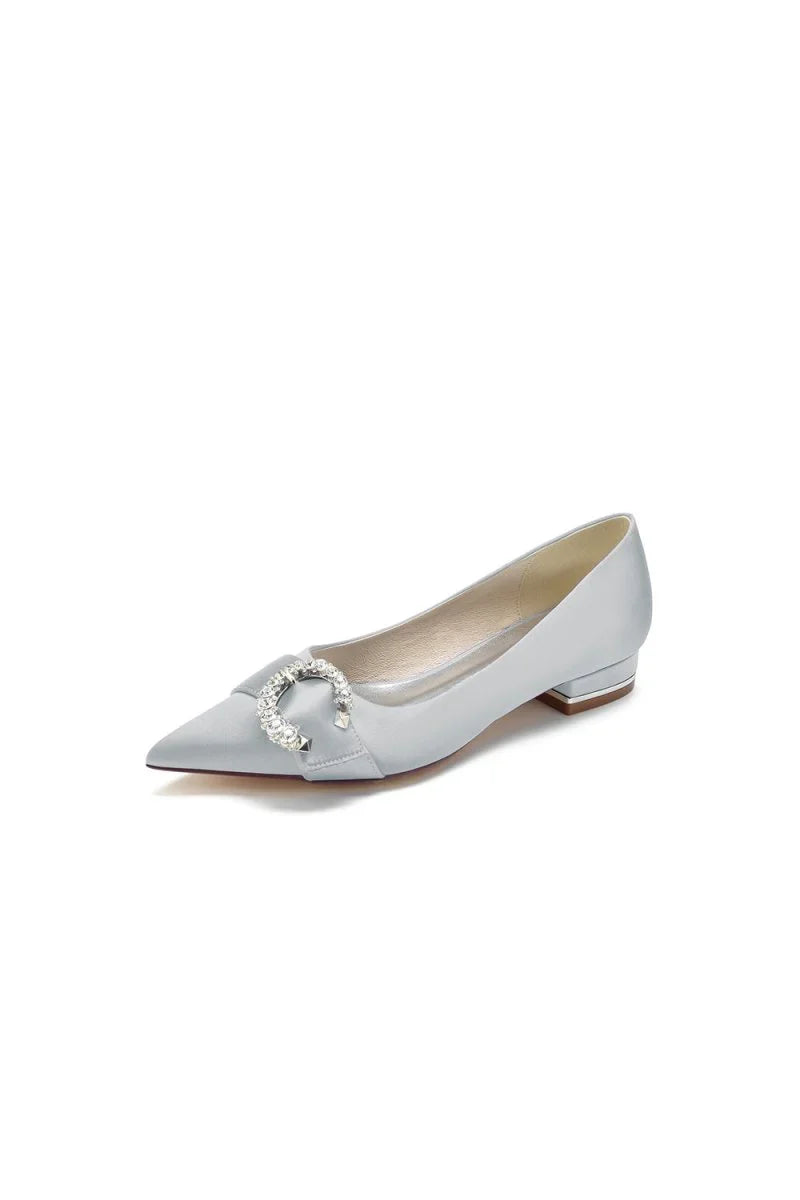 Beading Pointed Toe Kitten Heels