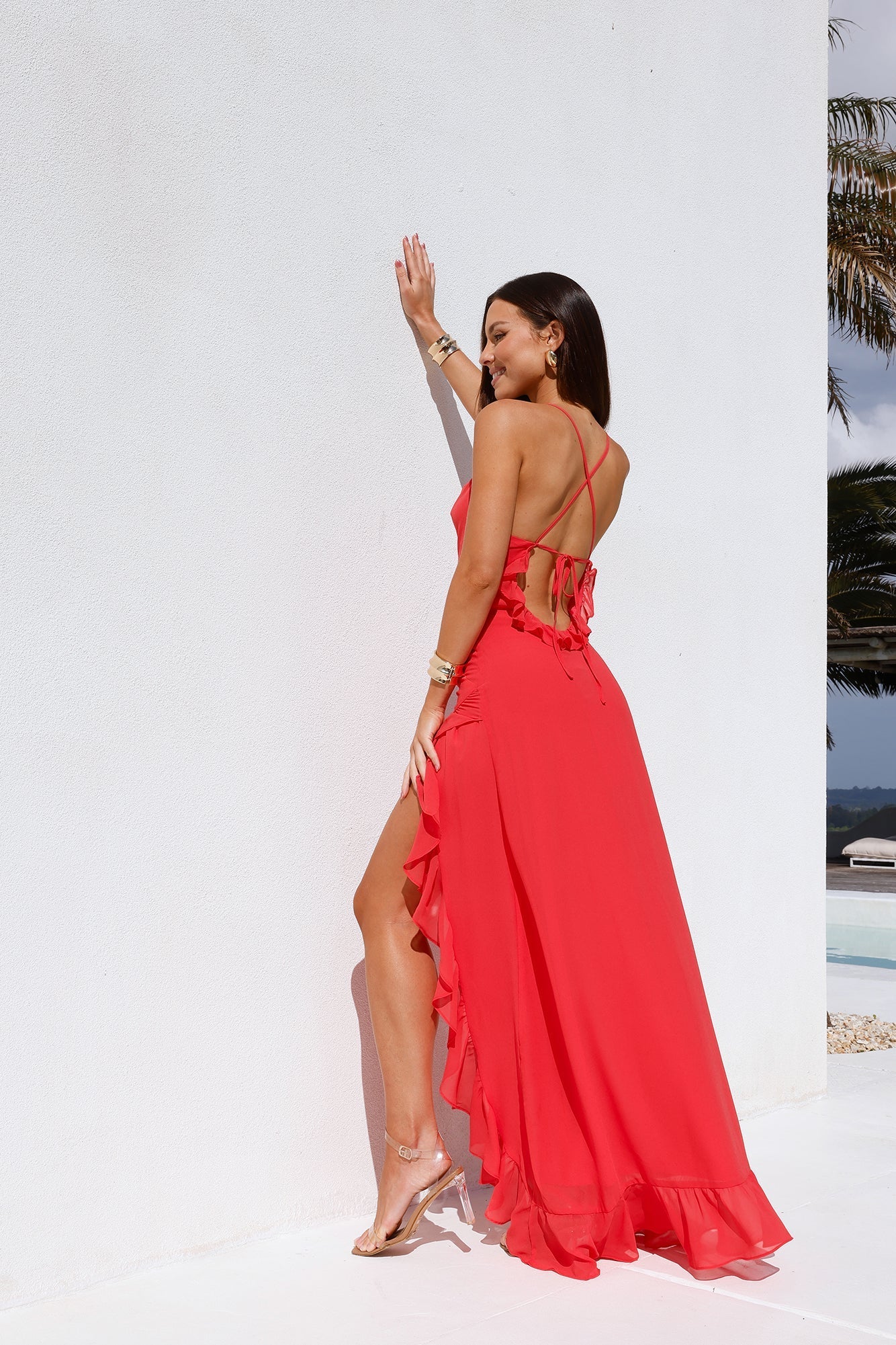 Riviera Sunset Maxi Dress Coral