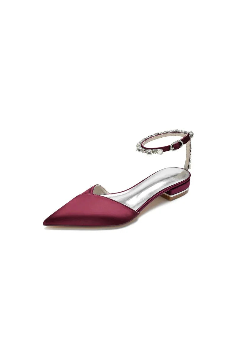 Rhinestone Strap Cocktail Pointed Toe Flats