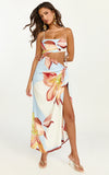 Robyn Maxi Dress Square Neck Side Ruched Cut Out Dress in Cornflower Blue