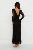 Whimsy Wonder Long Sleeve Mesh Maxi Dress Black