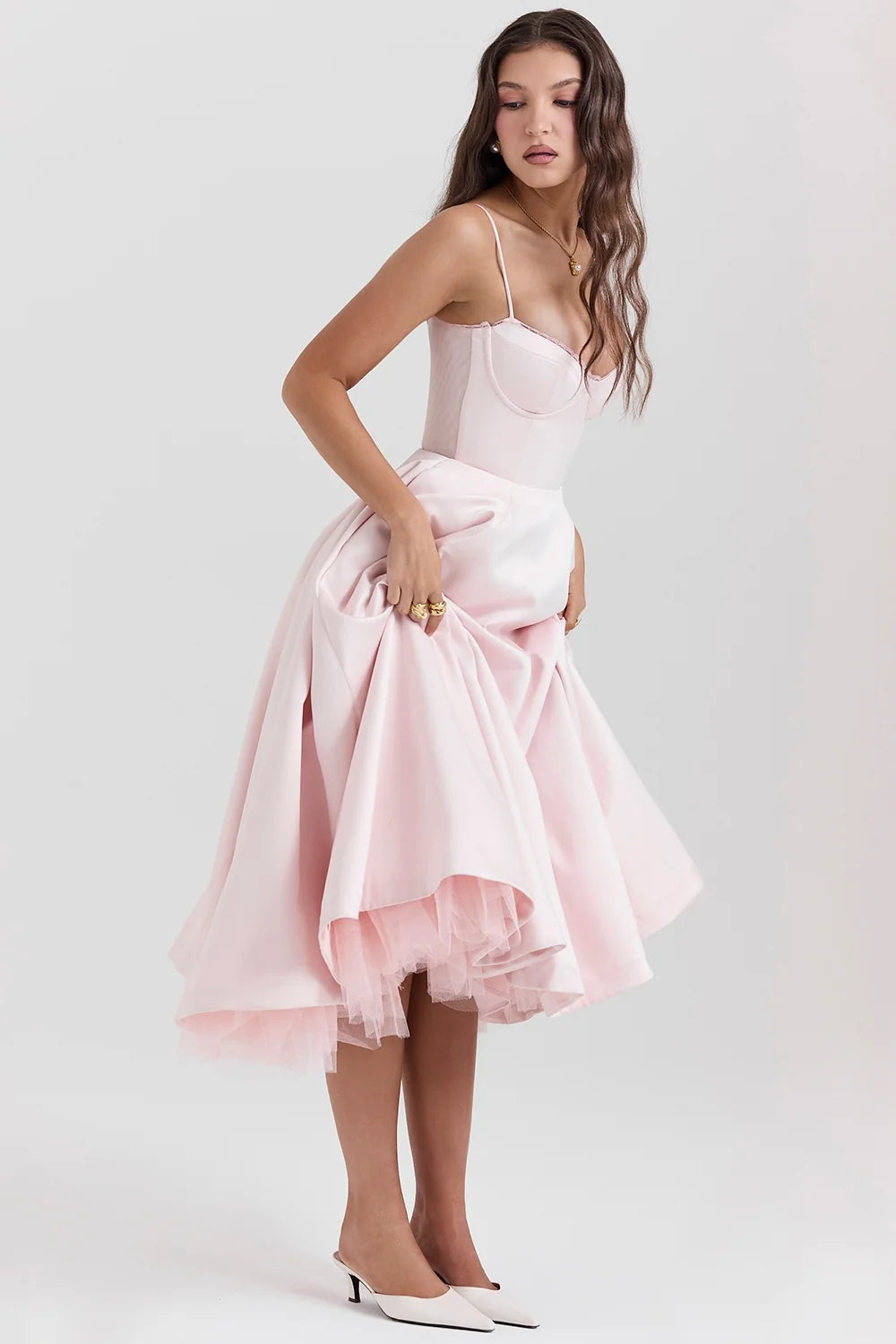 ballerina pink midi dress