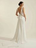 Simple Sleeveless Mermaid Wedding Dress With Sexy Bow