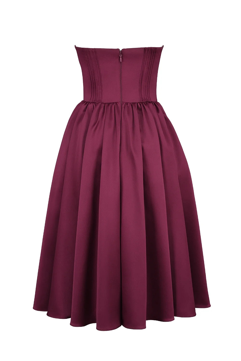 burgundy satin tulle midi dress sale