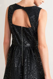 TEXTURED BLACK MIDI DRESS WITH OPEN BACK