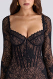 black embroidered floral lace mini dress limited edition
