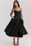 black tulle midi dress
