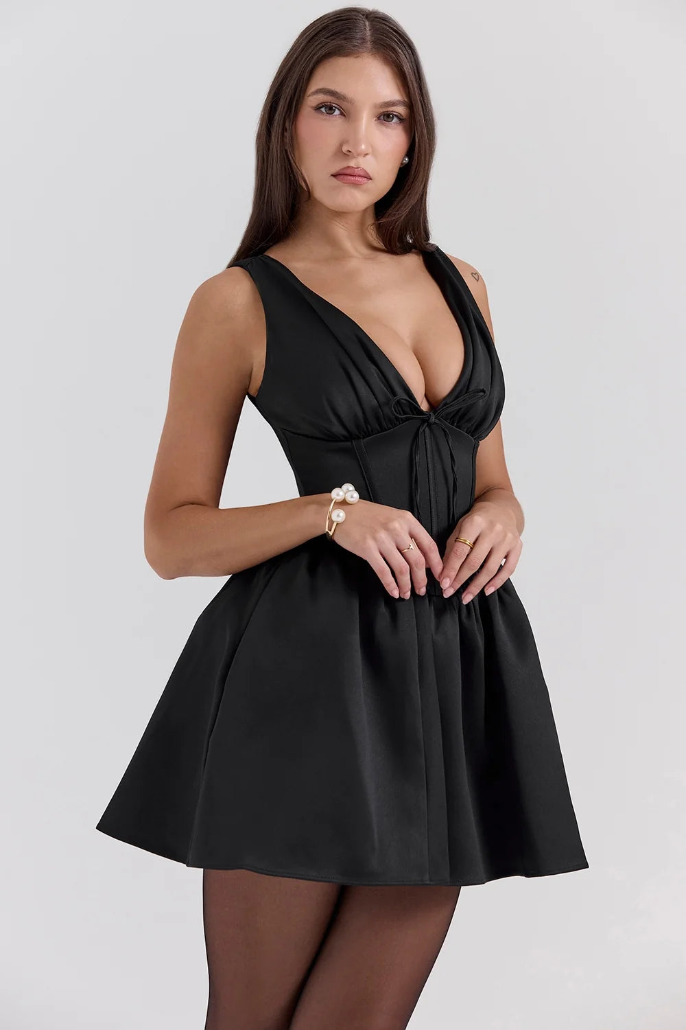 black satin mini dress sale