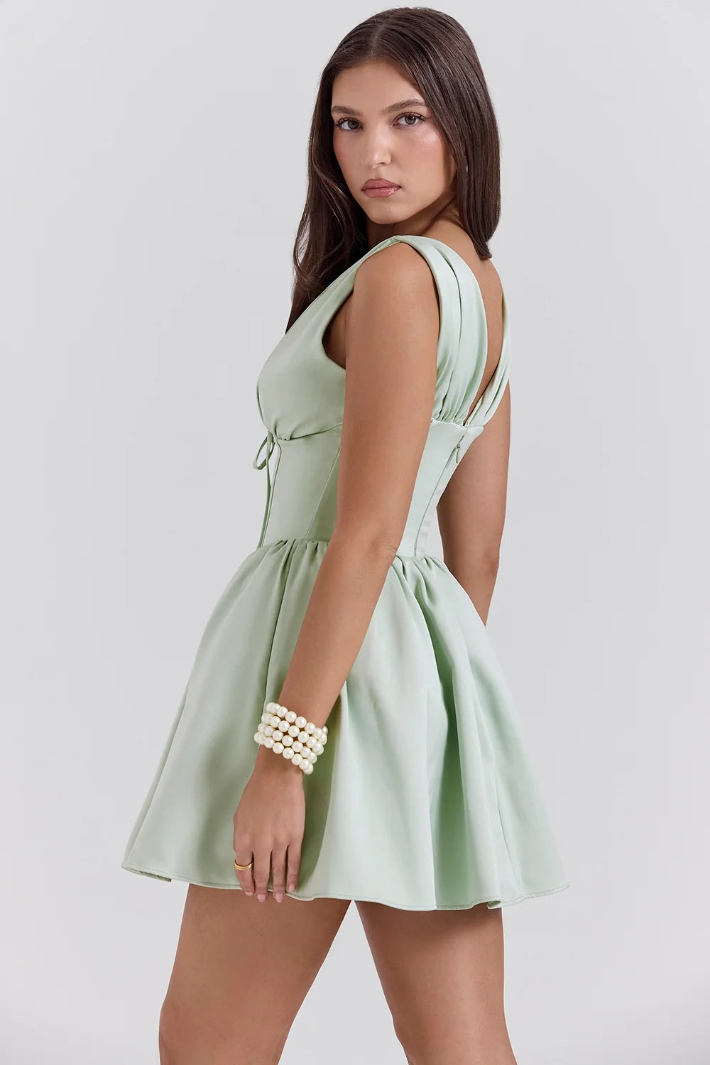 pistachio satin mini dress sale