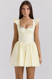 lemon cotton embroidered mini dress