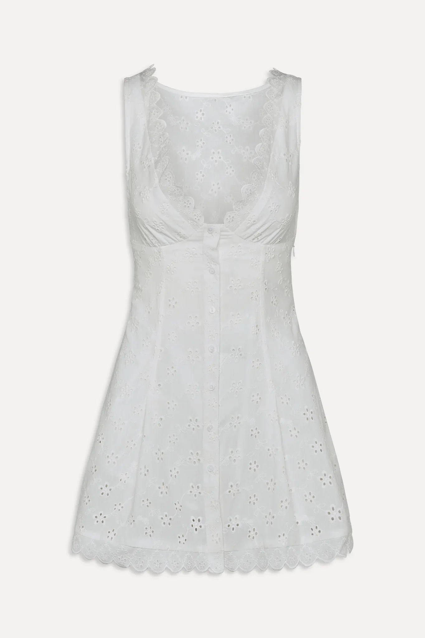 x BELLA HADID Farm Eyelet Mini Dress Salt Air Eyelet