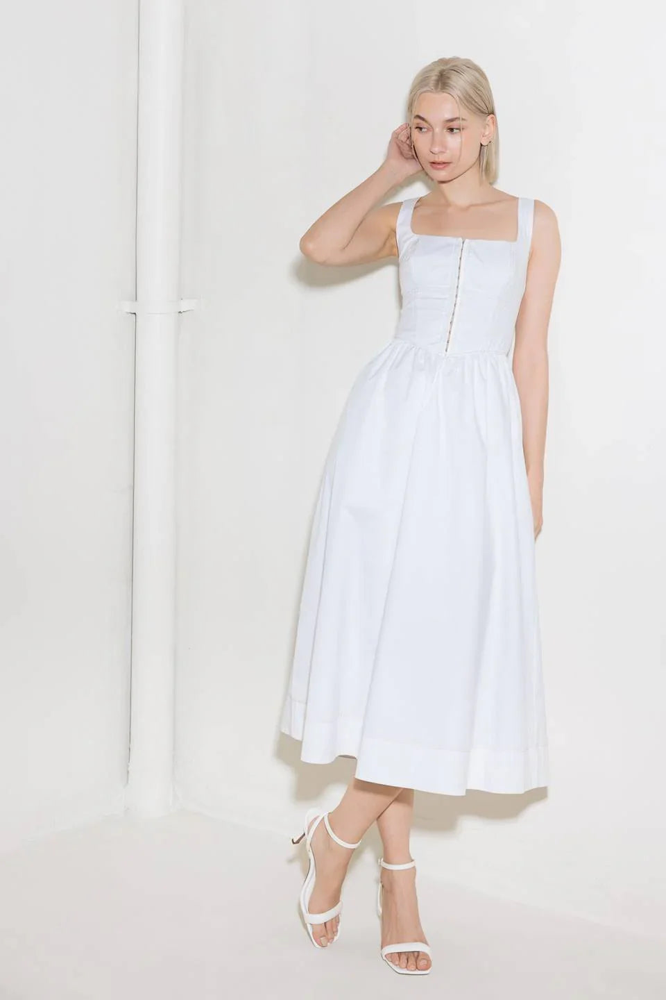 CATCH THE SUN WHITE MIDI DRESS