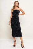 TEMPTATION BLACK VELVET LACE MIDI DRESS FINAL SALE