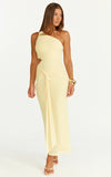 Mandy Midi Dress Knot Detail Cut Out Mesh Dress in Lemon