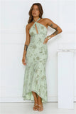 Social Girl Halter Maxi Dress Sage