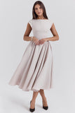 french dove moire satin backless midi dress