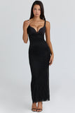 black hand beaded embellished maxi dress limited edition