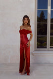 Couture Enchantment Off Shoulder Maxi Dress Red