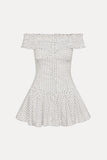 Mae Off Shoulder Mini Dress White Polka Dot