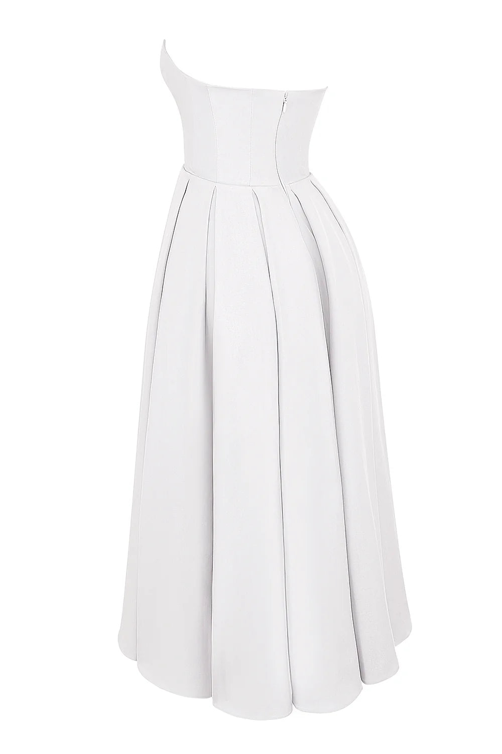 white strapless midi sundress