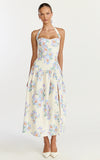 Astra Midi Dress Halter Neck Drop Waist Dress in Astra Posey Floral Print
