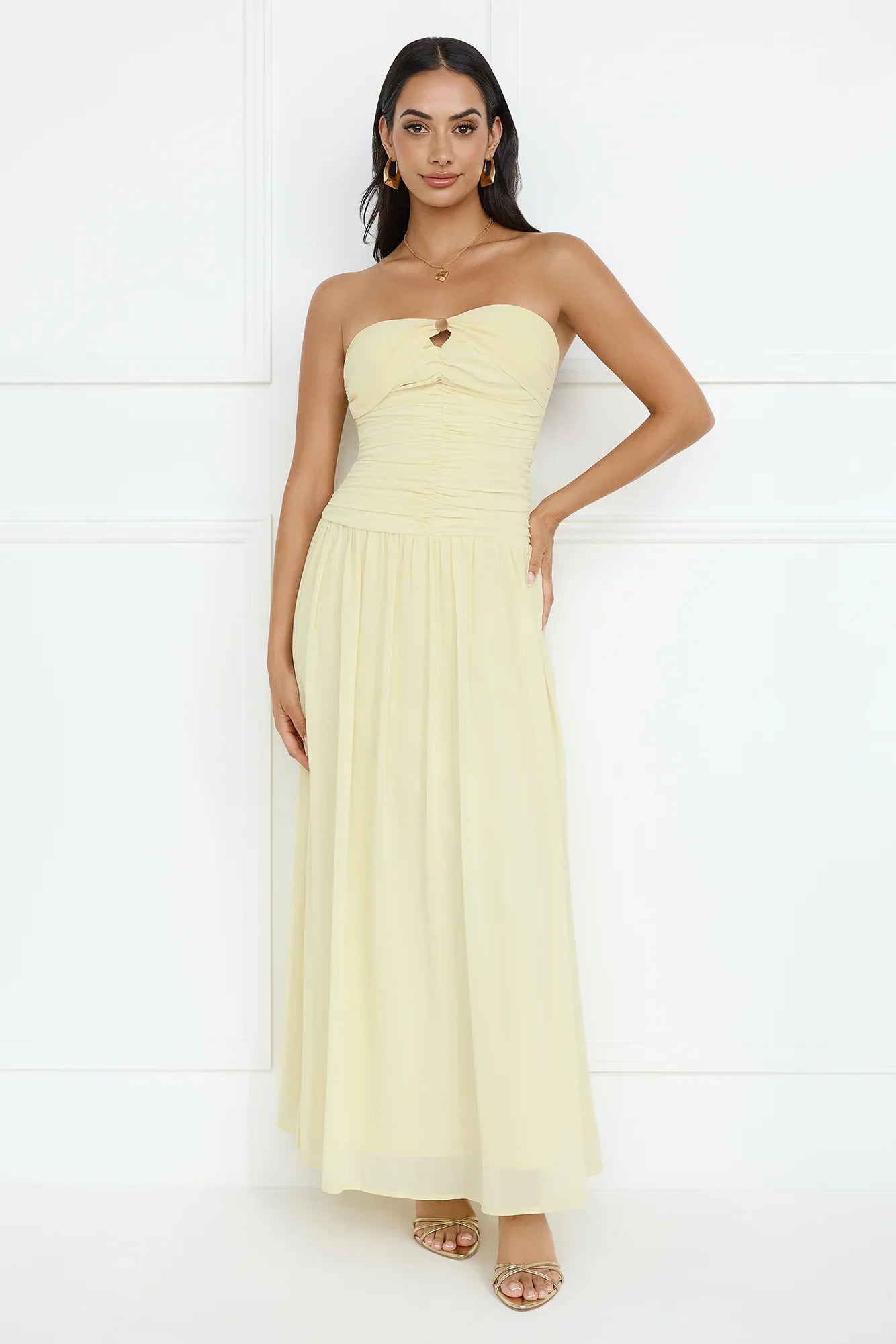 Enchanted Edit Strapless Maxi Dress Yellow
