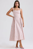white rosebud print cotton midi sundress