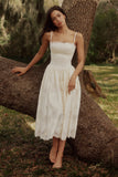 white custom lace cotton midi sundress