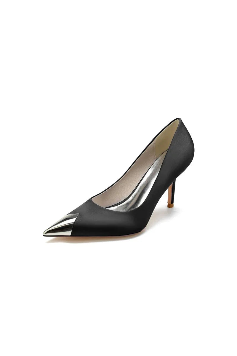 Simple Cocktail Metallic Pointed Toe High Heels