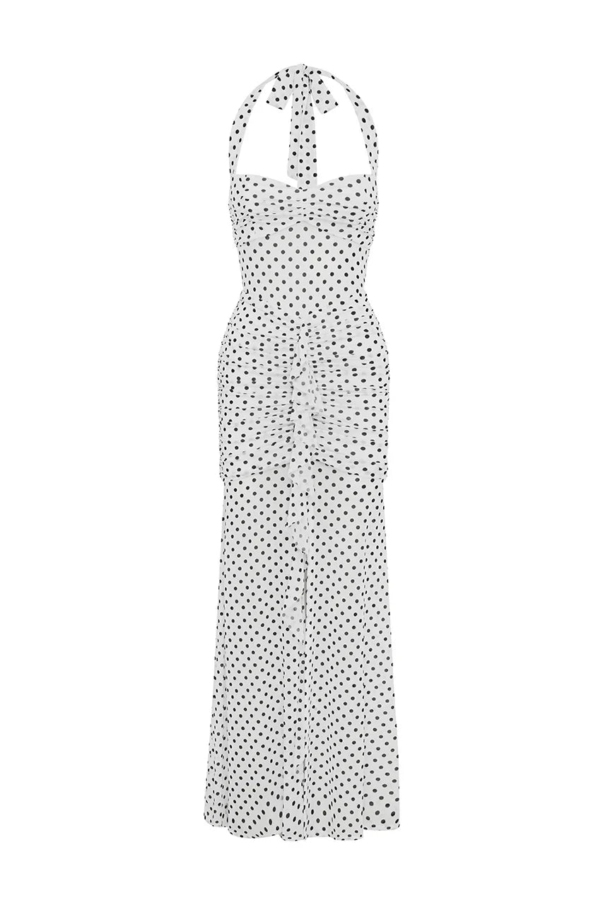 TALLULA MAXI DRESS WHITE POLKA