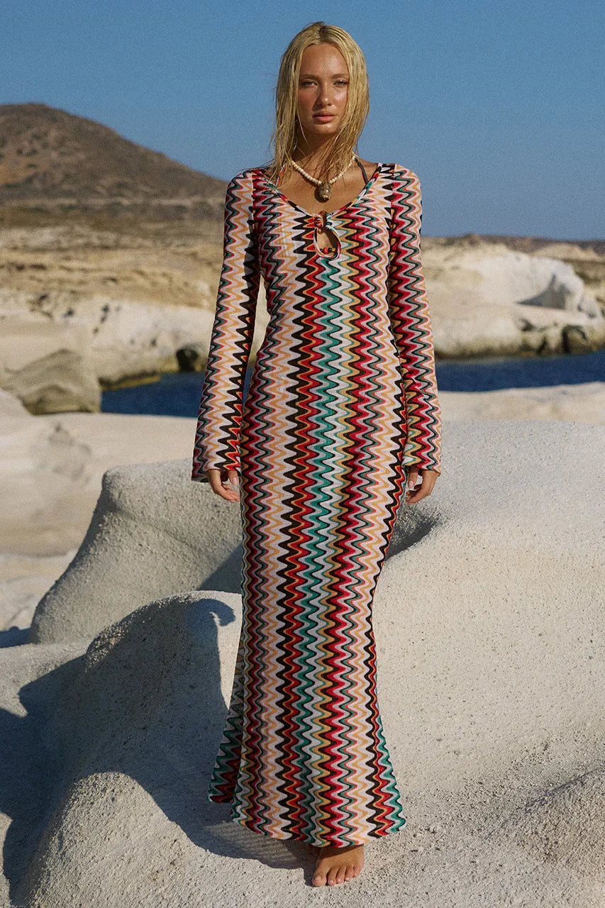 EMERIE SCOOP NECK MAXI DRESS XYLA WAVE