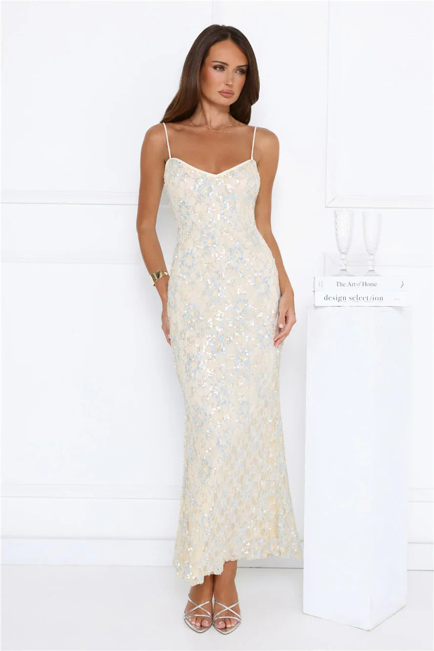 Shes Always Right Lace Maxi Dress Yellow