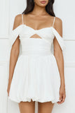 Poolside Perfect Off Shoulder Bubble Mini Dress White