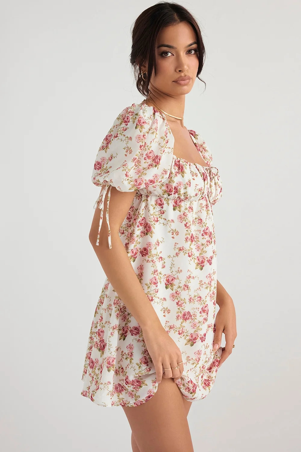 rose print mini dress sale