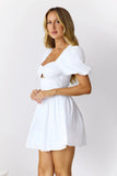 Seashore Soiree Short Sleeve Mini Dress White