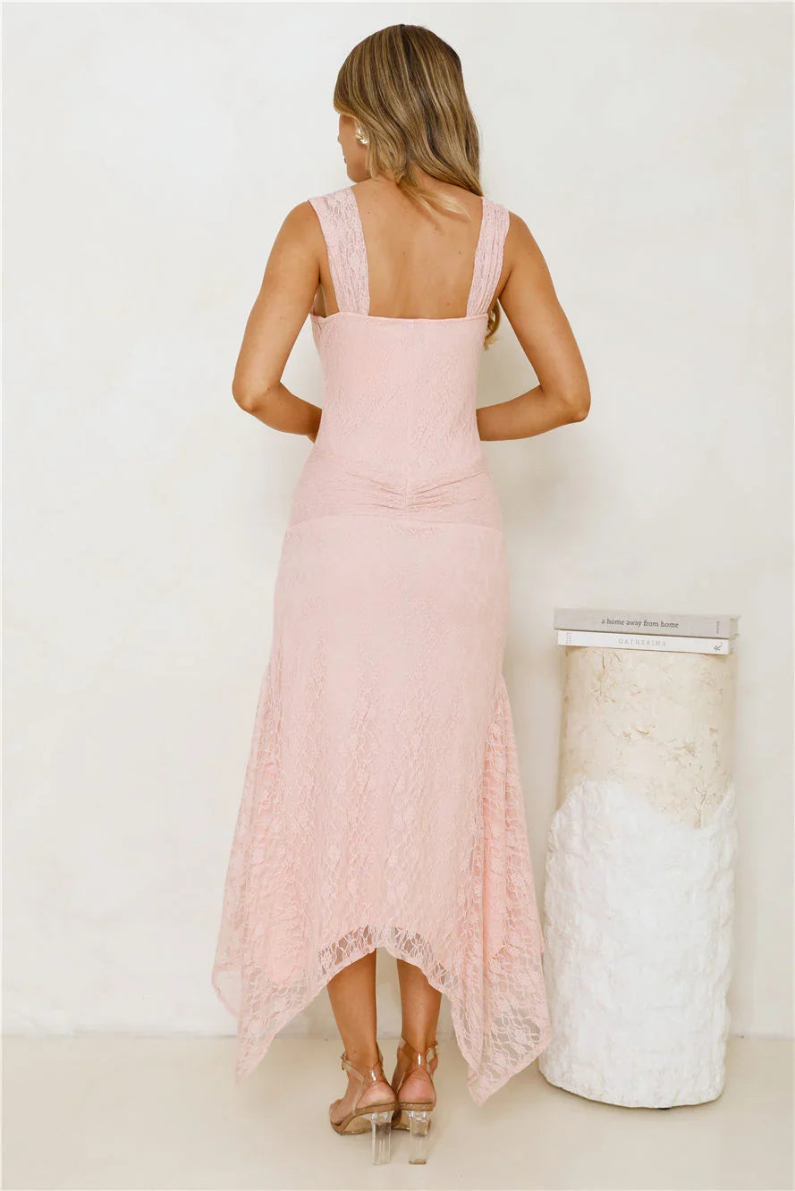 Moonrise Lace Off Shoulder Maxi Dress Pink
