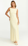 Madeleine Maxi Dress Hight Neck A Line Dress in Lemon