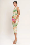 COLORFUL CONFIDENCE POWER MESH MIDI DRESS