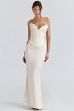 ivory satin corset maxi gown limited edition