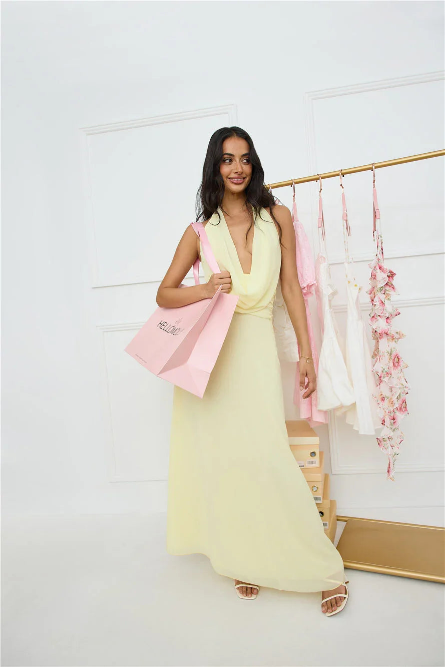 Trixie Halter Maxi Dress Yellow