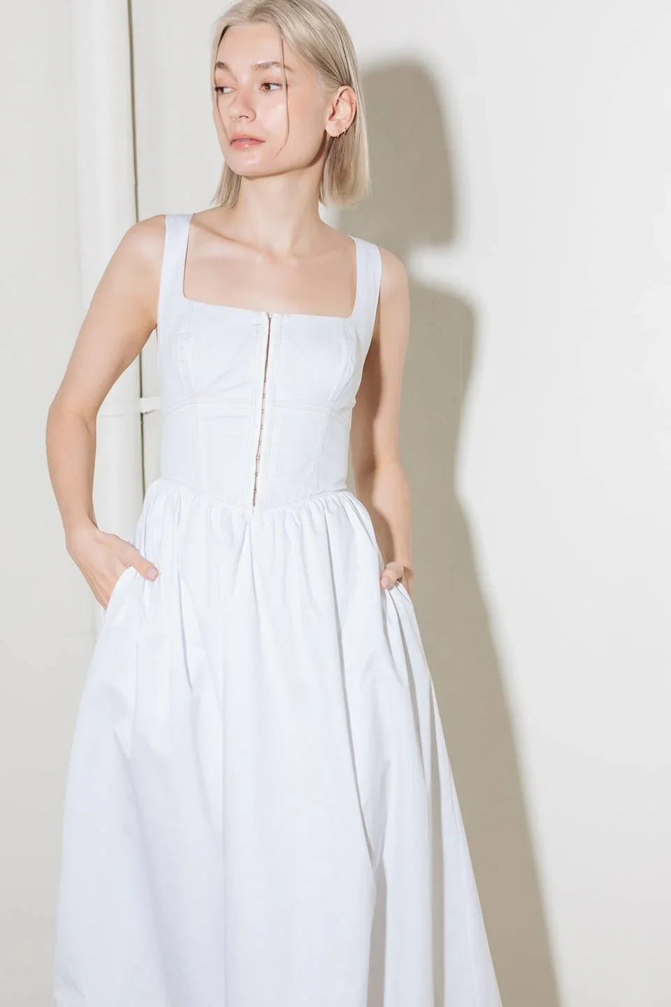 CATCH THE SUN WHITE MIDI DRESS