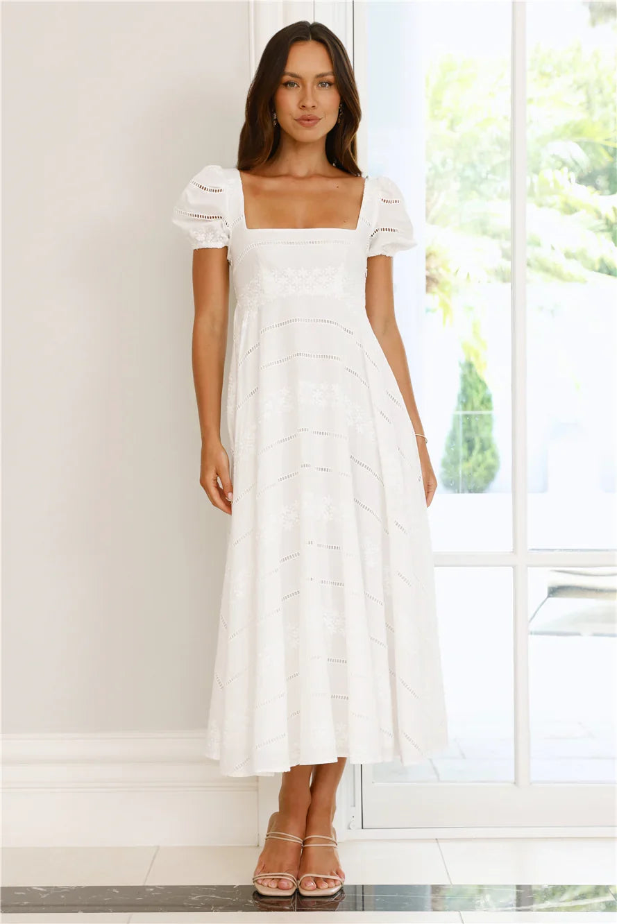 Honeysuckle Haven Maxi Dress White