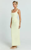 Karlie Maxi Dress Scoop Neck Fitted Dress in Lemon